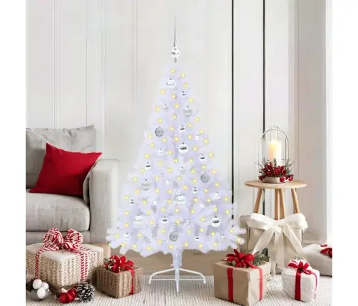 Tehisjõulupuu Koos 150 Led-Iga Valge 150 Cm Pvc Ja Teras