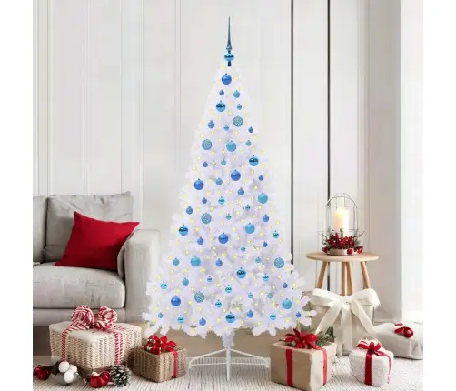 Mākslīgā Ziemassvētku Eglīte Balts 180 Cm Pvc Un Tērauds Vidaxl