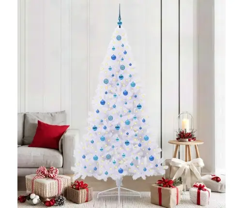 Mākslīgā Ziemassvētku Eglīte Balts 210 Cm Pvc Un Tērauds Vidaxl