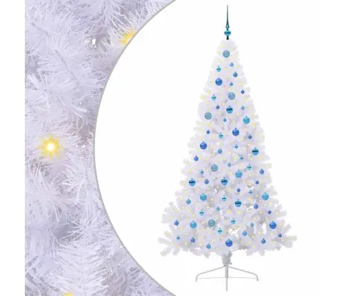 Mākslīgā Ziemassvētku Eglīte Balts 210 Cm Pvc Un Tērauds Vidaxl