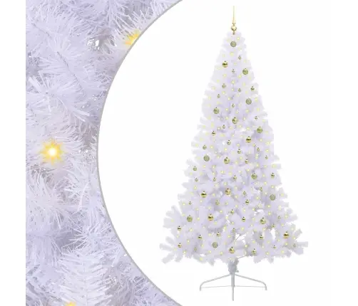 Dirbtinė Kalėdų Eglutė Su 300 Led Balta 240 Cm Pvc Ir Plienas