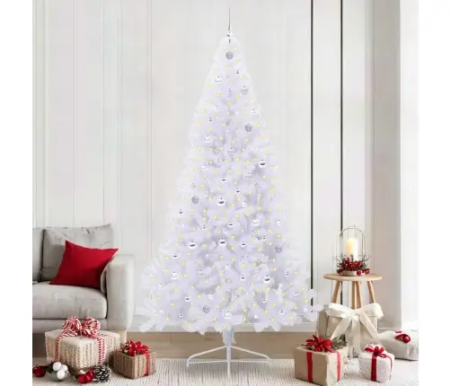 Tehisjõulupuu Koos 300 Led-Iga Valge 240 Cm Pvc Ja Teras