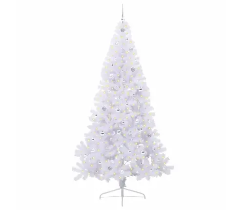 Tehisjõulupuu Koos 300 Led-Iga Valge 240 Cm Pvc Ja Teras