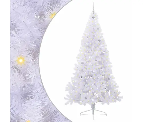 Tehisjõulupuu Koos 300 Led-Iga Valge 240 Cm Pvc Ja Teras