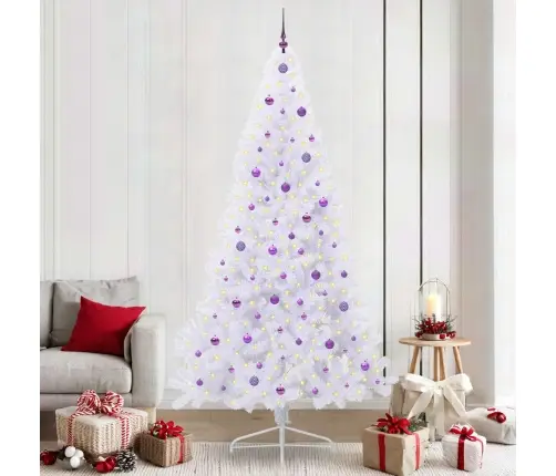 Mākslīgā Ziemassvētku Eglīte Balts 240 Cm Pvc Un Tērauds Vidaxl