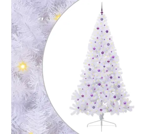 Mākslīgā Ziemassvētku Eglīte Balts 240 Cm Pvc Un Tērauds Vidaxl