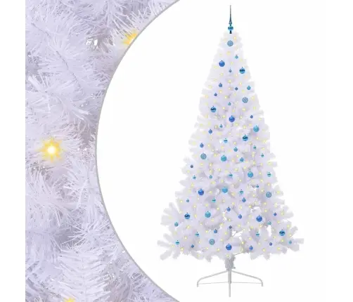 Tehisjõulupuu Koos 300 Led-Iga Valge 240 Cm Pvc Ja Teras