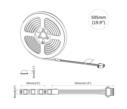 Led Stripa 4 Pcs Melna Un Caurredzama 40 X 0,8 X 0,3 Cm Vidaxl