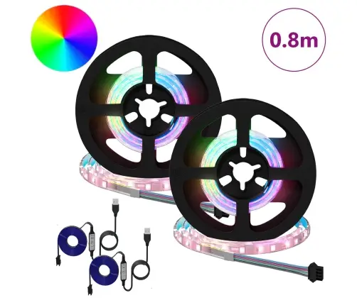 Led Stripa 4 Pcs Melna Un Caurredzama 40 X 0,8 X 0,3 Cm Vidaxl