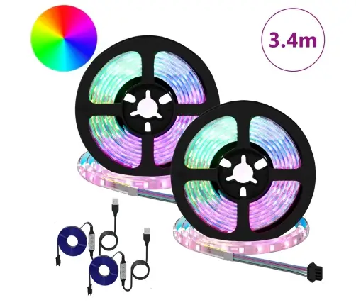 Led Stripa 4 Pcs Melna Un Caurredzama 170 X 0,8 X 0,3 Cm Vidaxl