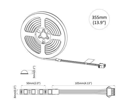 Led Stripa 4 Pcs Melna Un Caurredzama 25 X 0,8 X 0,3 Cm Vidaxl