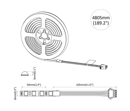 Led Stripa 4 Pcs Melna Un Caurredzama 470 X 0,8 X 0,3 Cm Vidaxl
