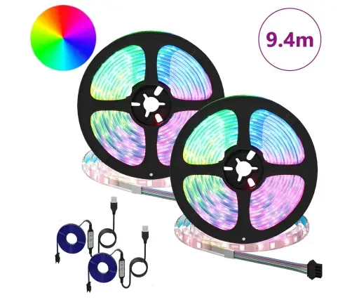 Led Stripa 4 Pcs Melna Un Caurredzama 470 X 0,8 X 0,3 Cm Vidaxl