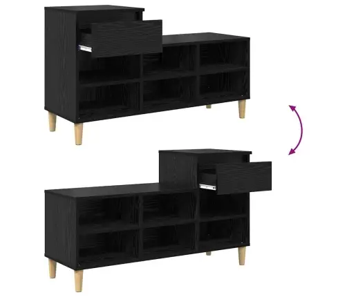 Apavu Skapis Melns Ozolkoks 102 X 36 X 60 Cm Inženierijas Koks Vidaxl