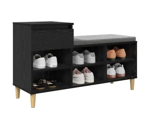 Apavu Skapis Melns Ozolkoks 102 X 36 X 60 Cm Inženierijas Koks Vidaxl