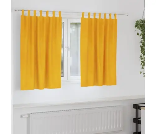 Aptumšojošie Aizkari 2 Pcs Sinapsu Dzeltena 140 X 140 Cm Samts Vidaxl