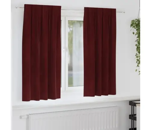 Aptumšojošie Aizkari 2 Pcs Vīna Sarkans 140 X 175 Cm Samts Vidaxl