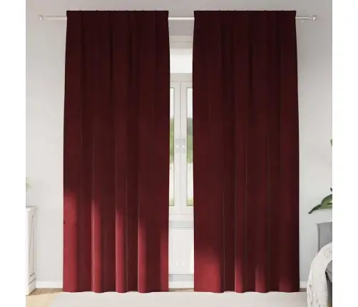 Aptumšojošie Aizkari 2 Pcs Vīna Sarkans 140 X 225 Cm Samts Vidaxl