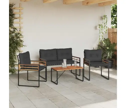 Āra Mēbeļu Komplekts Ar Spilvenu 4 Pcs Gaiši Pelēks Vidaxl