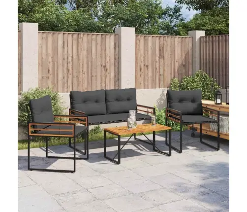 Āra Mēbeļu Komplekts Ar Spilvenu 4 Pcs Gaiši Pelēks Vidaxl