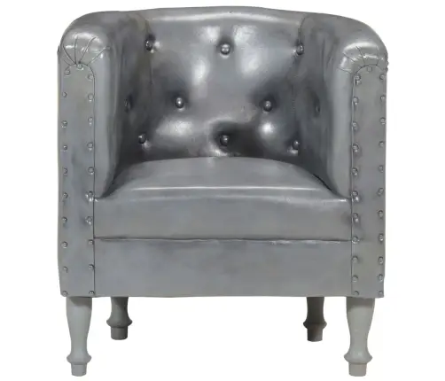 Atpūtas Krēsls, Pelēka Dabīgā Āda Vidaxl