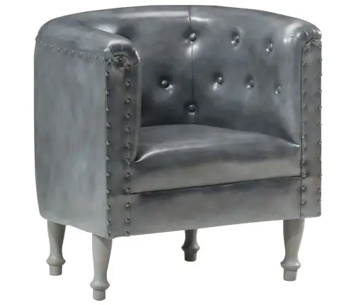 Atpūtas Krēsls, Pelēka Dabīgā Āda Vidaxl