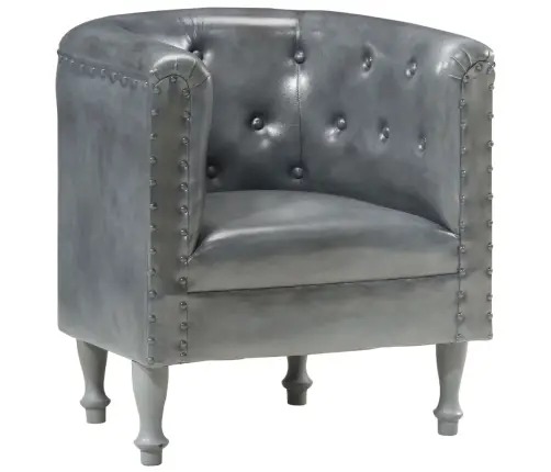 Atpūtas Krēsls, Pelēka Dabīgā Āda Vidaxl