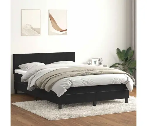 Atsperu Gulta Ar Matraci, Led, Melna Samts, 140X210 Cm Vidaxl