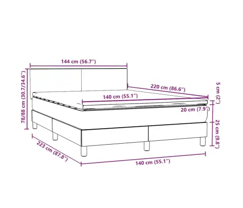 Atsperu Gulta Ar Matraci, Melna Samts, 140X220 Cm Vidaxl