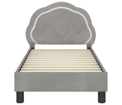 Bērnu Gultas Rāmis Ar Galvgali Gaiši Pelēks 70 X 140 Cm Samts Vidaxl