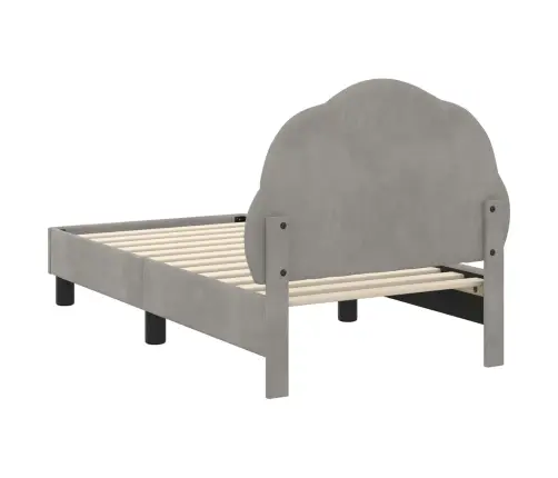 Bērnu Gultas Rāmis Ar Galvgali Gaiši Pelēks 70 X 140 Cm Samts Vidaxl