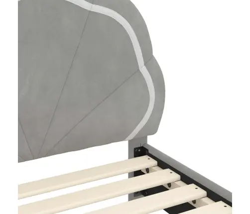 Bērnu Gultas Rāmis Ar Galvgali Gaiši Pelēks 70 X 140 Cm Samts Vidaxl