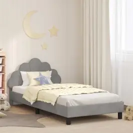 Bērnu Gultas Rāmis Ar Galvgali Gaiši Pelēks 80 X 200 Cm Samts Vidaxl