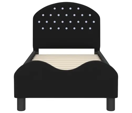 Bērnu Gultas Rāmis Ar Galvgali Melna 70 X 140 Cm Samts Vidaxl