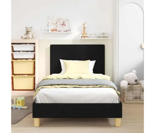 Vaikiška Lovos Konstrukcija Su Galvūgaliu Juoda 90 X 190 Cm
