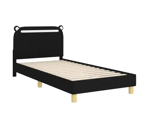 Bērnu Gultas Rāmis Ar Galvgali Melna 90 X 200 Cm Audums Vidaxl