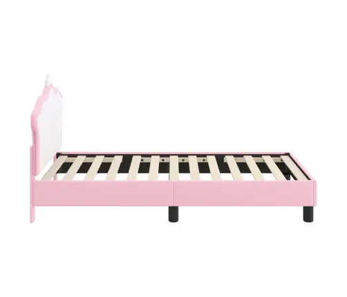 Bērnu Gultas Rāmis Ar Galvgali Rozā 80 X 160 Cm Pu Vidaxl