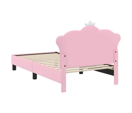 Bērnu Gultas Rāmis Ar Galvgali Rozā 80 X 160 Cm Pu Vidaxl