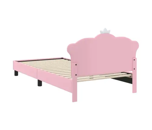 Bērnu Gultas Rāmis Ar Galvgali Rozā 90 X 190 Cm Pu Vidaxl