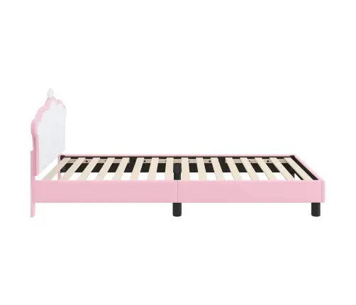 Bērnu Gultas Rāmis Ar Galvgali Rozā 90 X 200 Cm Pu Vidaxl
