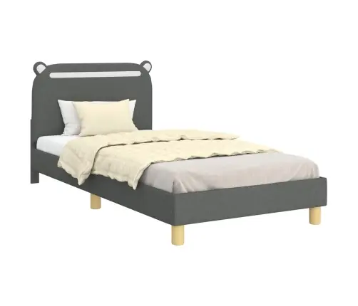 Bērnu Gultas Rāmis Ar Galvgali Tumši Pelēks 90 X 200 Cm Audums Vidaxl