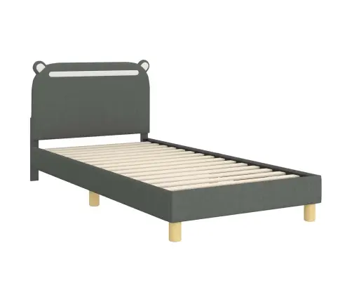 Bērnu Gultas Rāmis Ar Galvgali Tumši Pelēks 90 X 200 Cm Audums Vidaxl