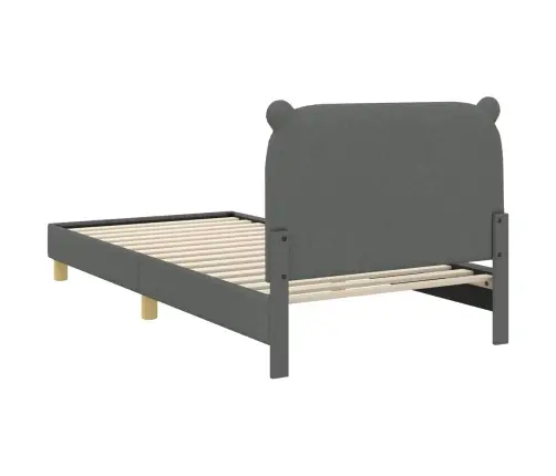 Bērnu Gultas Rāmis Ar Galvgali Tumši Pelēks 90 X 200 Cm Audums Vidaxl