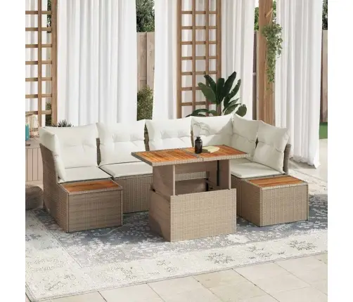 Dārza Dīvānu Komplekts 10 Pcs Bēša Poliūtu Rotangpalma Vidaxl