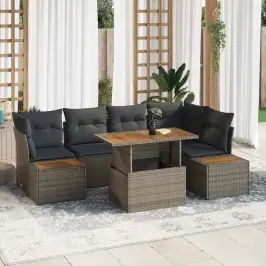 Dārza Dīvānu Komplekts 10 Pcs Pelēka Poliūtu Rotangpalma Vidaxl