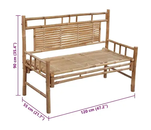 Dārza Sols Ar Matraci, 120 Cm, Bambuss Vidaxl