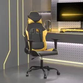 Datorspēļu Krēsls, Melna Un Zeltaina Mākslīgā Āda Vidaxl