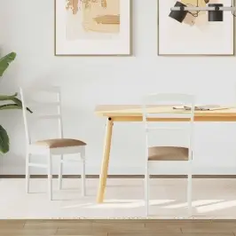 Söögitool 2 Pcs Valge Ja Pruun Paks Kautsukipuit Söögitool 2 Pcs Valge Ja Pruun Paks Kautsukipuit