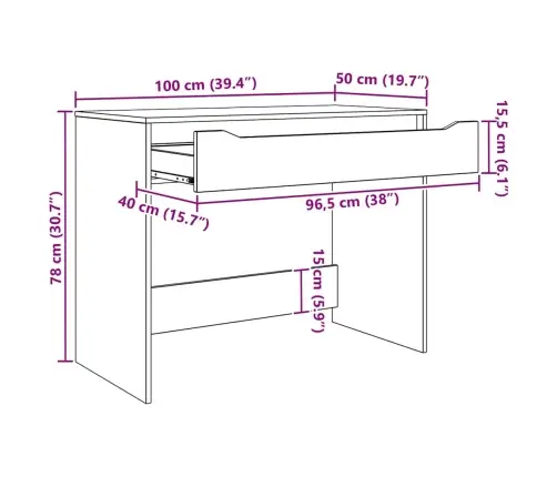 Galds Ar Atvilktni Melna 100 X 50 X 78 Cm Inženierijas Koks Vidaxl