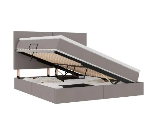 Glabāšanas Gulta Pelēkbrūna 160 X 200 Cm Mākslīgā Āda Vidaxl